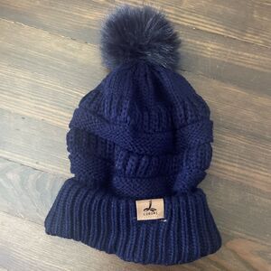 Lorome Winter Purple Beanie Hat Unisex Pom Pom